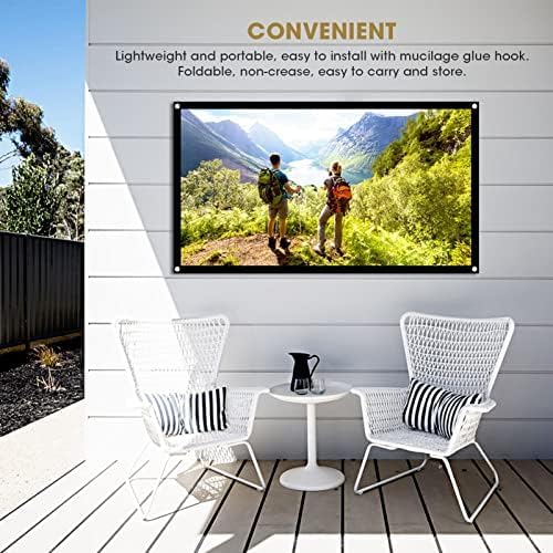 Yosoo Health Gear Screen,40 Inch 16:9 1.4-2.3m Portable Projector Thicken White Polyester Foldable Non-Crease for Home