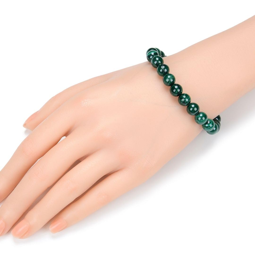 Adabele Real Natural Green Malachite Bracelet Gemstone Beaded Bracelet 7 inch Stretch Chakra Healing Crystal Stone Jewelry Women Mom Gift GB8-11