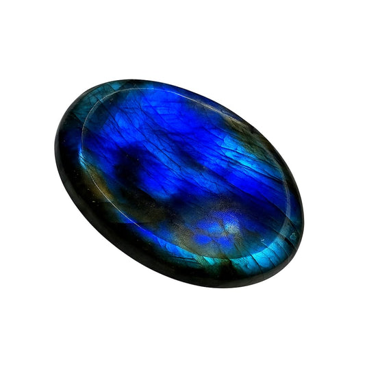 Anaya Agate Labradorite Worry Stone 35-40mm – Healing Thumb Crystal for Anxiety & Stress Relief – Palm Meditation Stone with Velvet Pouch Christmas Gift for Men & Women