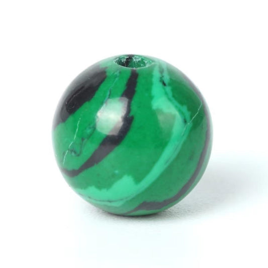 100Pcs Natural Stone 6mm Green Malachite Round Loose Gemstone Energy Healing Beads Hole Size 1mm DIY Smooth Beads for Bracelet Necklace Earrings Jewelry Making