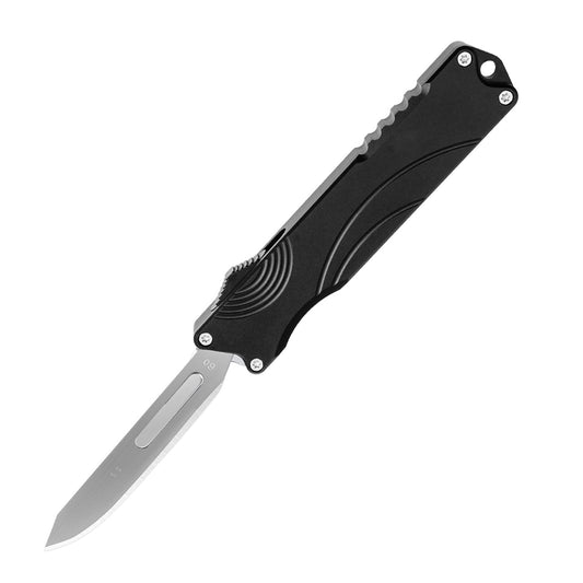 Ainhue AR385 Small Retractable Box Cutter EDC Pocket Scalpel Knife with 20pcs Carbon Steel Blades, Aluminum Alloy Handle, Precision Craft DIY Tool for Office Home Arts