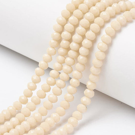 10 Strands Briolette Faceted Rondelle Glass Beads 4x3mm Tiny Opaque Glass Loose Beads 1230pcs for Bracelets Jewelry Making