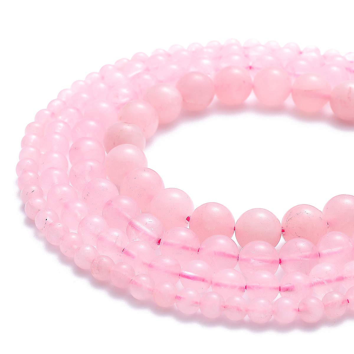 BEADIA Natural Rose Quartz Crystal Stone Round Loose Semi Gemstone Beads for Jewelry Making 8MM 44PCS
