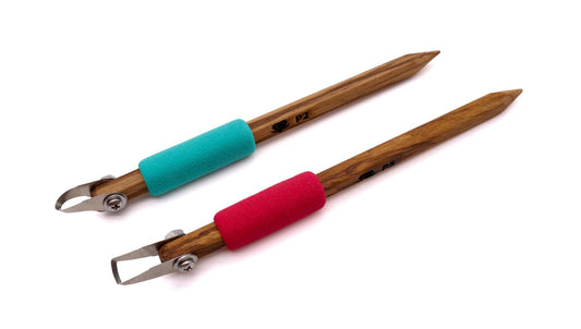 The Original DiamondCore Tools: 2-Pack Pottery Carving Tool Set ‚ P2 & P5, Clay Sculpting, Relief Carving, Ceramic Trimming, Sgraffito (Set 2)