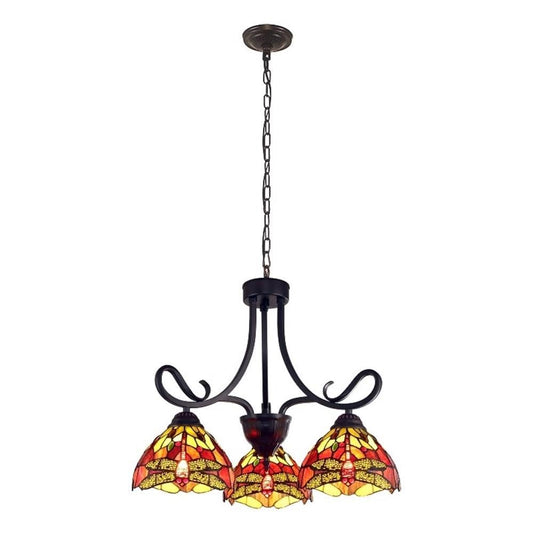 Chloe Lighting Empress Dragonfly Mini Chandelier, 3 Light, 24in Wide, Multicolor, Dark Bronze, Model CH3T471RD24-DD3