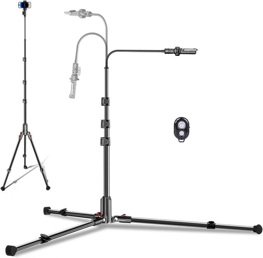 CAMBOFOTO 84" Phone Tripod, Tall Tripod Stand for Selfies with Flexible Gooseneck & Remote, Compatible with iPhone