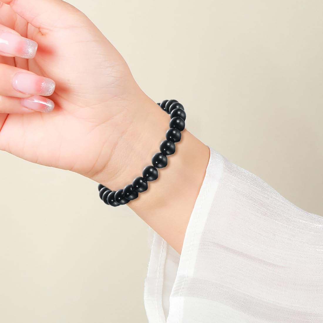 Udolfly Womens Crystal Beaded Bracelets for Women Men Protective Energy Bracelet Natural Gemstone Bead Bracelet 8mm Obsidian