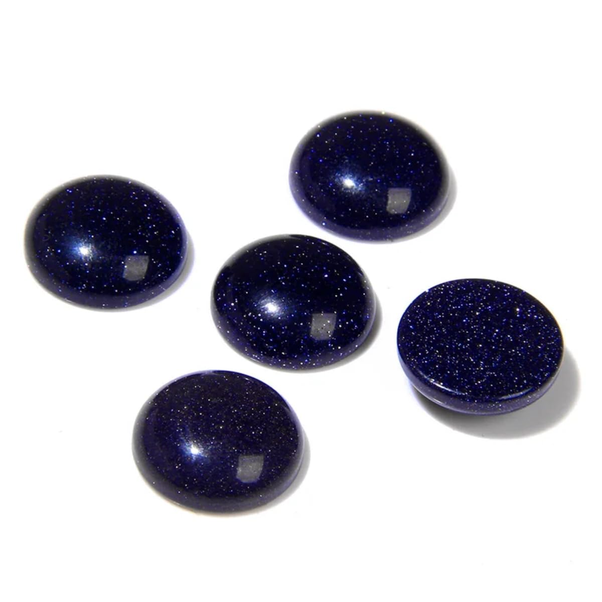 20pcs 8mm Natural Stone No Hole Blue Sandstone Semicircle Smooth Cabochons Beads Healing Chakra Crystal Stone Bead for Jewelry Making Rings Earrings Necklace Bracelet DIY Crafts