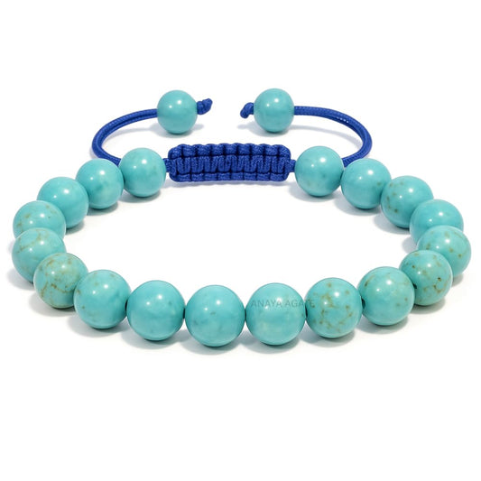 ANAYA AGATE Healing Crystal Bracelet – Chic Gemstone Bracelet for Men and Women – 8mm Round Bead Bracelets for Spiritual Healing, Protection, Positive Energy - Turquoise