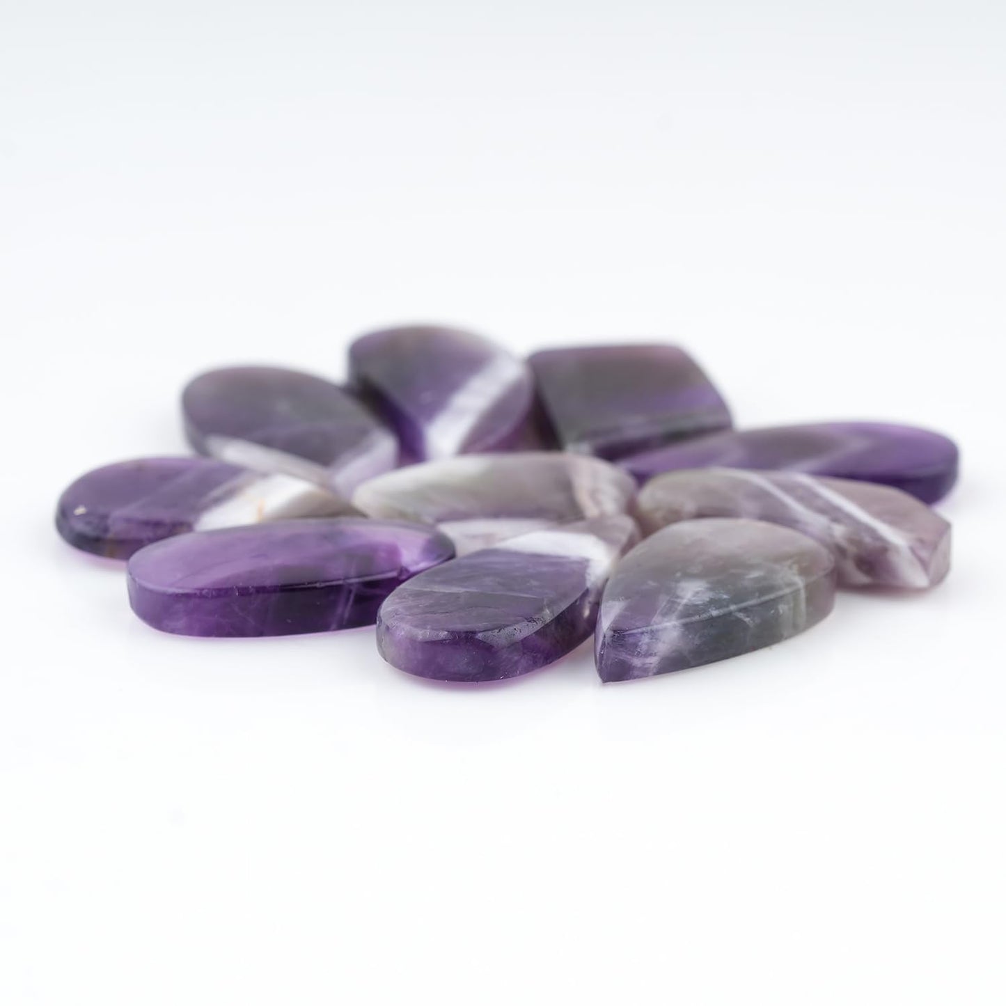 ColouredRocks (10pcs. CHEVRON AMETHYST, Mix Shape, Natural Cabochon Crystals, Loose Gemstone, Wholesale Polished Supply, Jewelry Making, DIY Craft, Gem Collection (18-24mm free size)