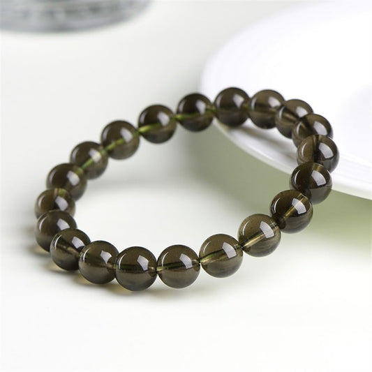 UNGUGU Saffordite Cintamani Beads Bracelet,Genuine Arizona Obsidian Tektite Raw Bracelet