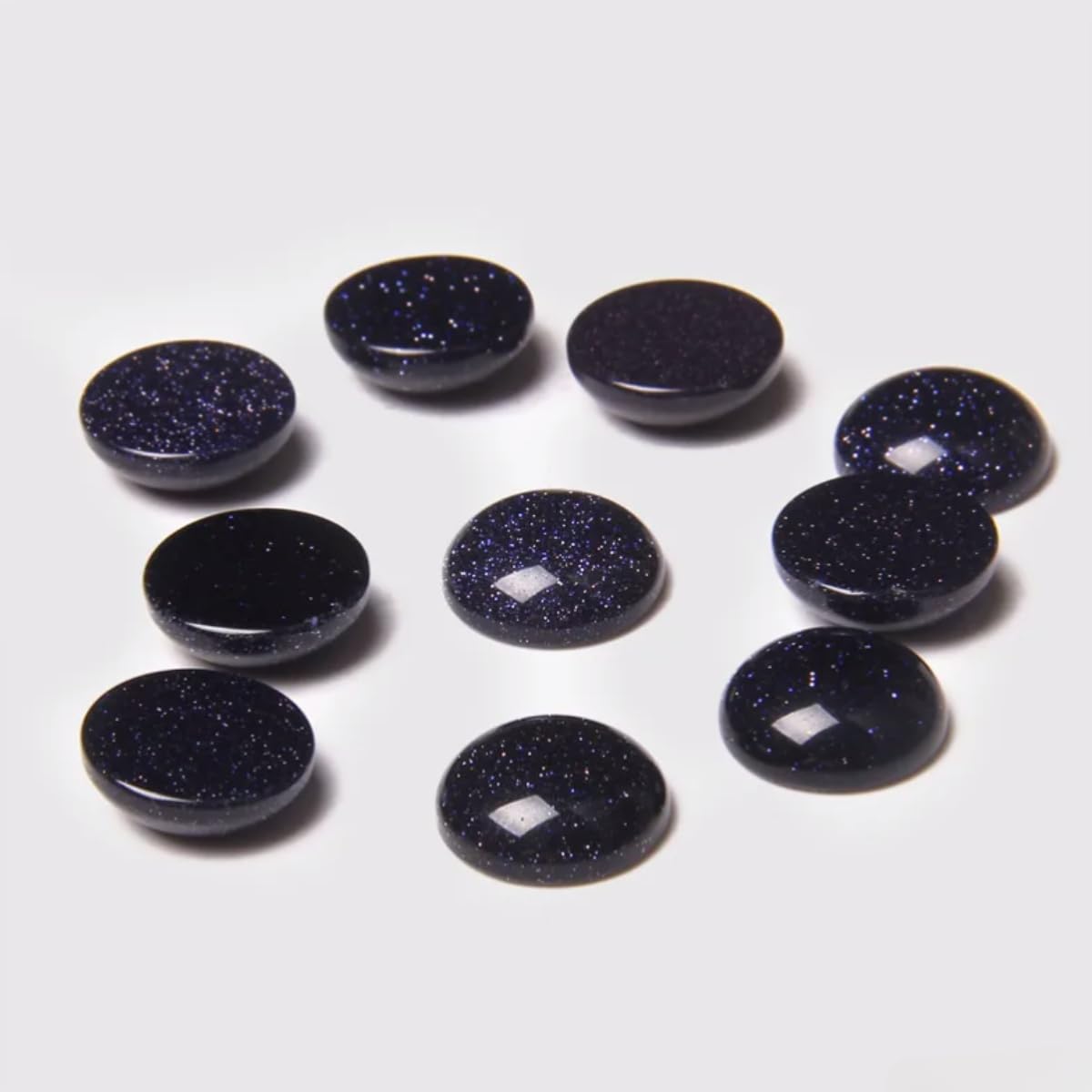 20pcs 4mm Natural Stone No Hole Blue Sandstone Semicircle Smooth Cabochons Beads Healing Chakra Crystal Stone Bead for Jewelry Making Rings Earrings Necklace Bracelet DIY Crafts