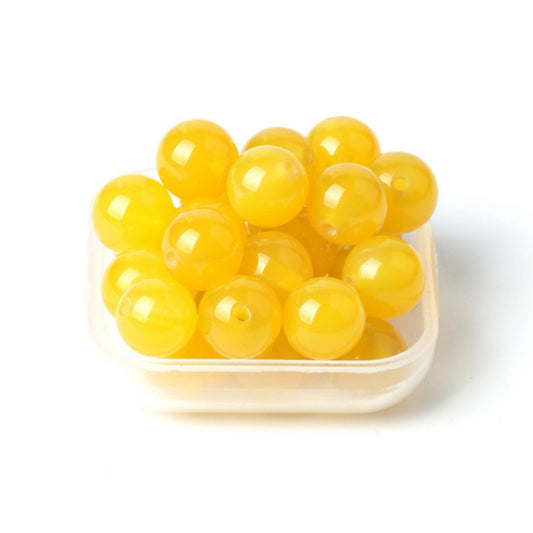 100Pcs Natural Stone 8mm Yellow Agate Round Loose Gemstone Energy Healing Beads Hole Size 1mm DIY Smooth Beads for Bracelet Necklace Earrings Jewelry Making