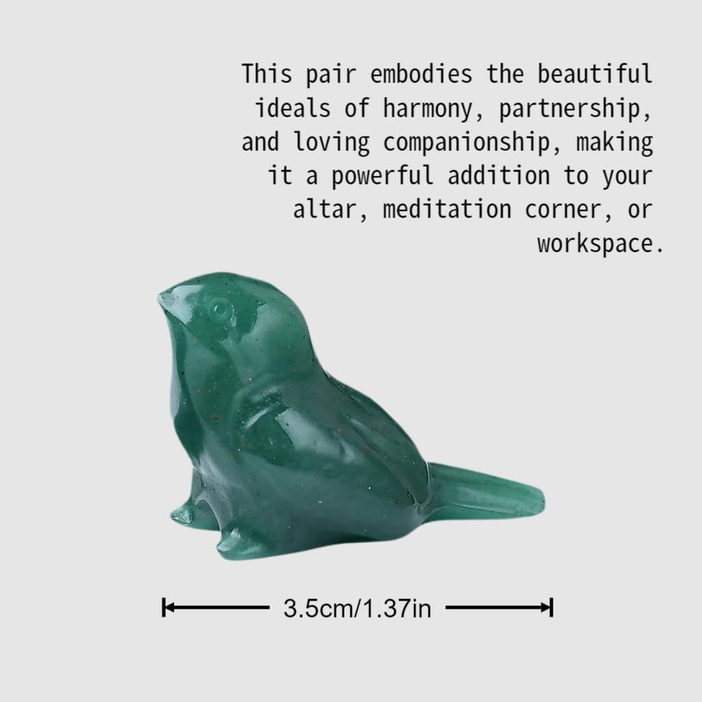 WUYOUSHI 2pcs Crystal Bird Figurines - Green Aventurine Sculptures Decorative Birds Crystal Animal Statues Home Decor Unique Bird Gifts