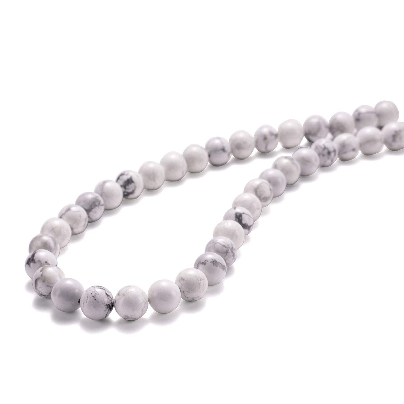 BEADIA Natural White Howlite Stone Round Loose Semi Gemstone Beads for Jewelry Making 6MM 61PCS