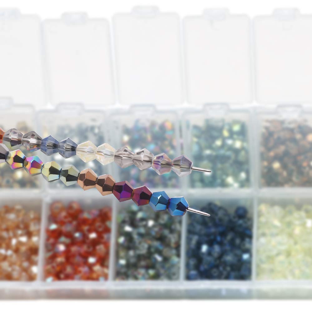 Crystal Glass Beads for Jewelry Making, Faceted Crystal Beads 4MM Bicone Shaped Bead for Bracelet Nacklace Earrings DIY Beading (14 Colors &1400pcs Total)