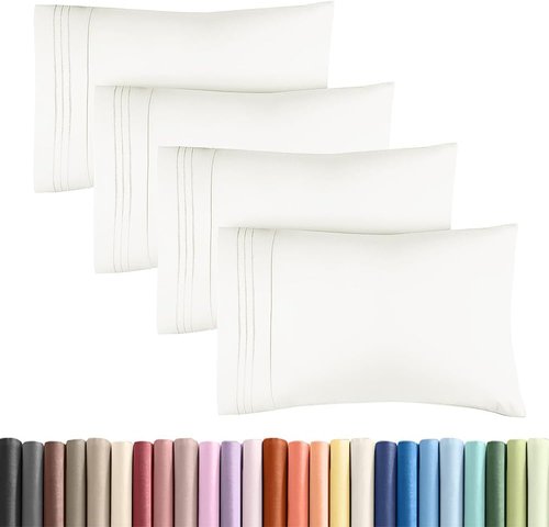 King Standard Pillow Cases - Soft Hotel Quality Covers for Comfy Bedding | 4 Piece Set in Antique White