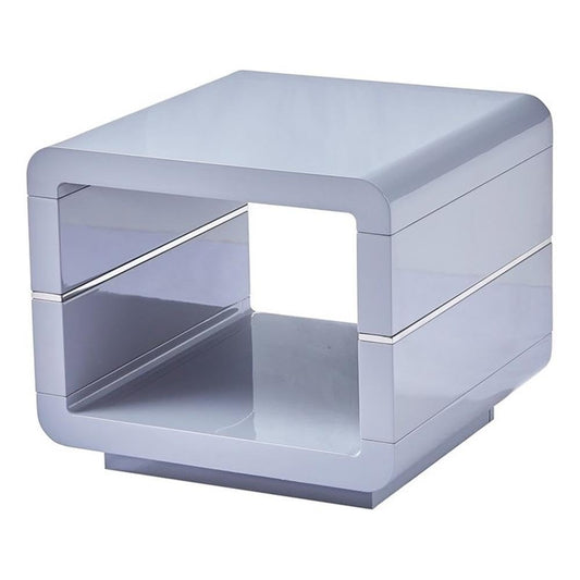 popular Furniture CT49 End Table, Light Gray, Lacquer Finish