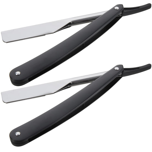 Uonlytech Manual Straight Edge Razor - Portable Black Barber Blade for Precise Shaving & Beard Styling