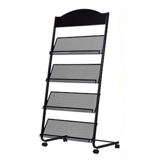 Iron Simple Floor-Standing Magazine Display Rack - Black