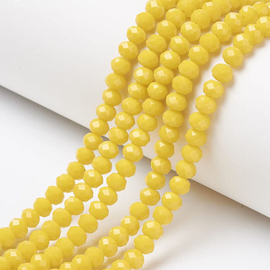 10 Strands Yellow Briolette Crystal Beads Faceted Rondelle Glass Beads 8mm Tiny Loose Crystals 620pcs for Bracelets Jewelry Making