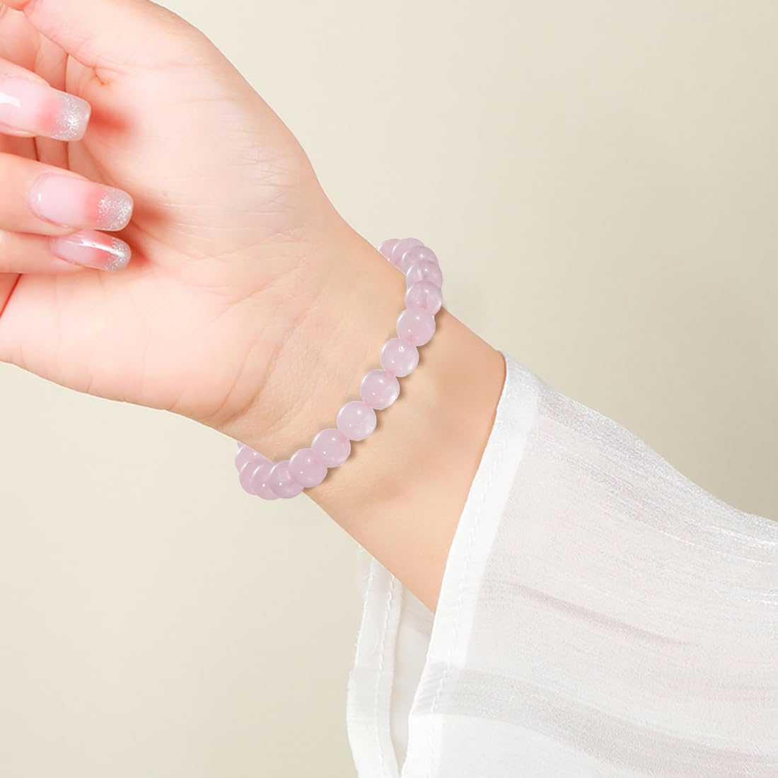 Udolfly Womens Crystal Beaded Bracelets for Women Men Protective Energy Bracelet Natural Gemstone Bead Bracelet 6mm Rose Quartz