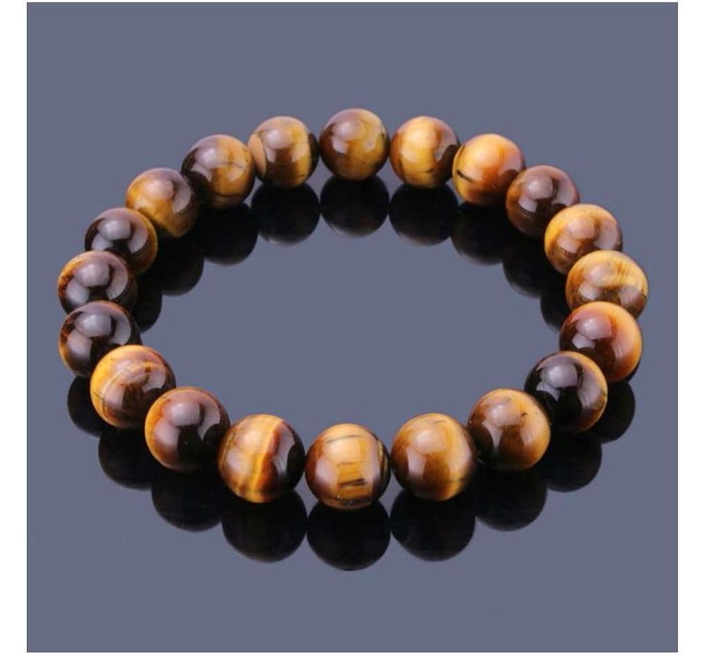 Adabele Real Natural Golden Yellow Tiger's Eye Bracelet 8 inch Stretch Gemstone Beaded Bracelet Chakra Healing Crystal Stone Jewelry Energy Quartz Rock GB8-C26