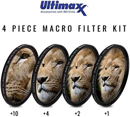 Ultimaxx 5 Set +1 +2 +4 +10 (49mm) Universal Piece Multi Coated HD Macro Close Up Lens Filter Kit for Canon Nikon Sony