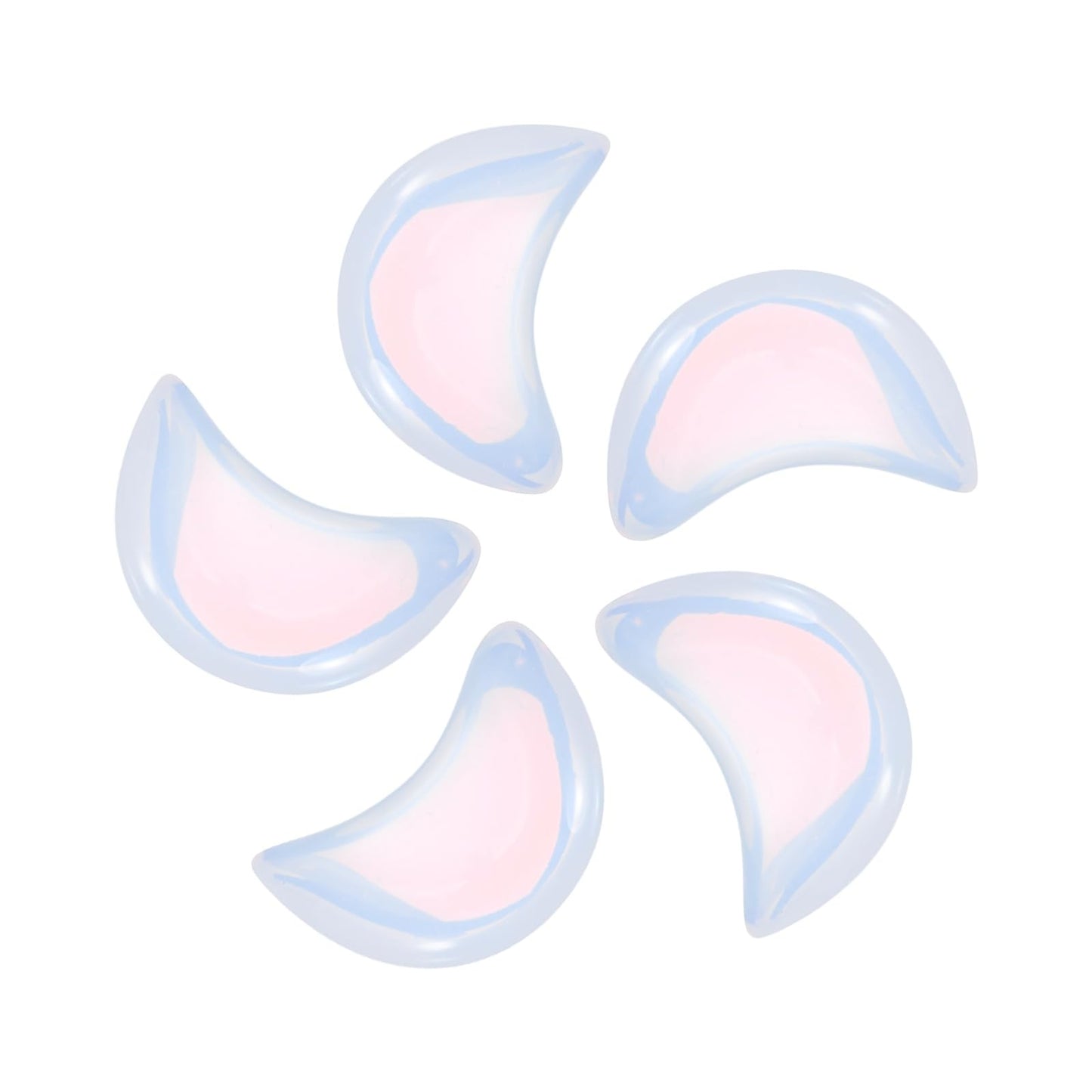 MECCANIXITY 5 Pcs Moon Crystal Worry Stone, 0.5 Inch Length Natural Opalite Moon Gemstone Bulk, Carved Pocket Stones for Meditation Balancing Pendant Decor