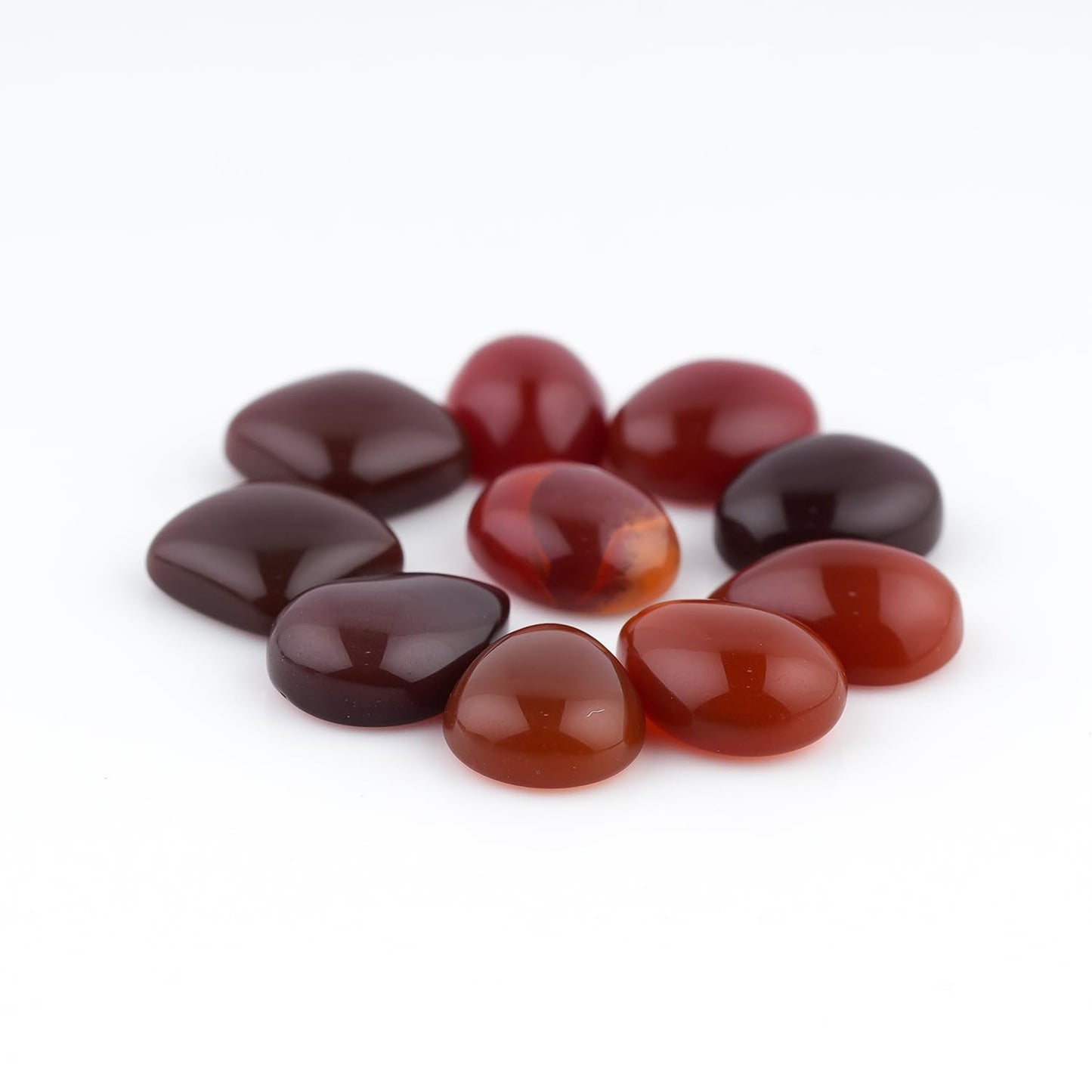 ColouredRocks (8-9 pcs. MEXICAN FIRE OPAL, Mix Shape, Natural Cabochon Crystals, Loose Gemstone, Wholesale Polished Supply, Jewelry Making, DIY Craft, Gem Collection (8-12 mm.)