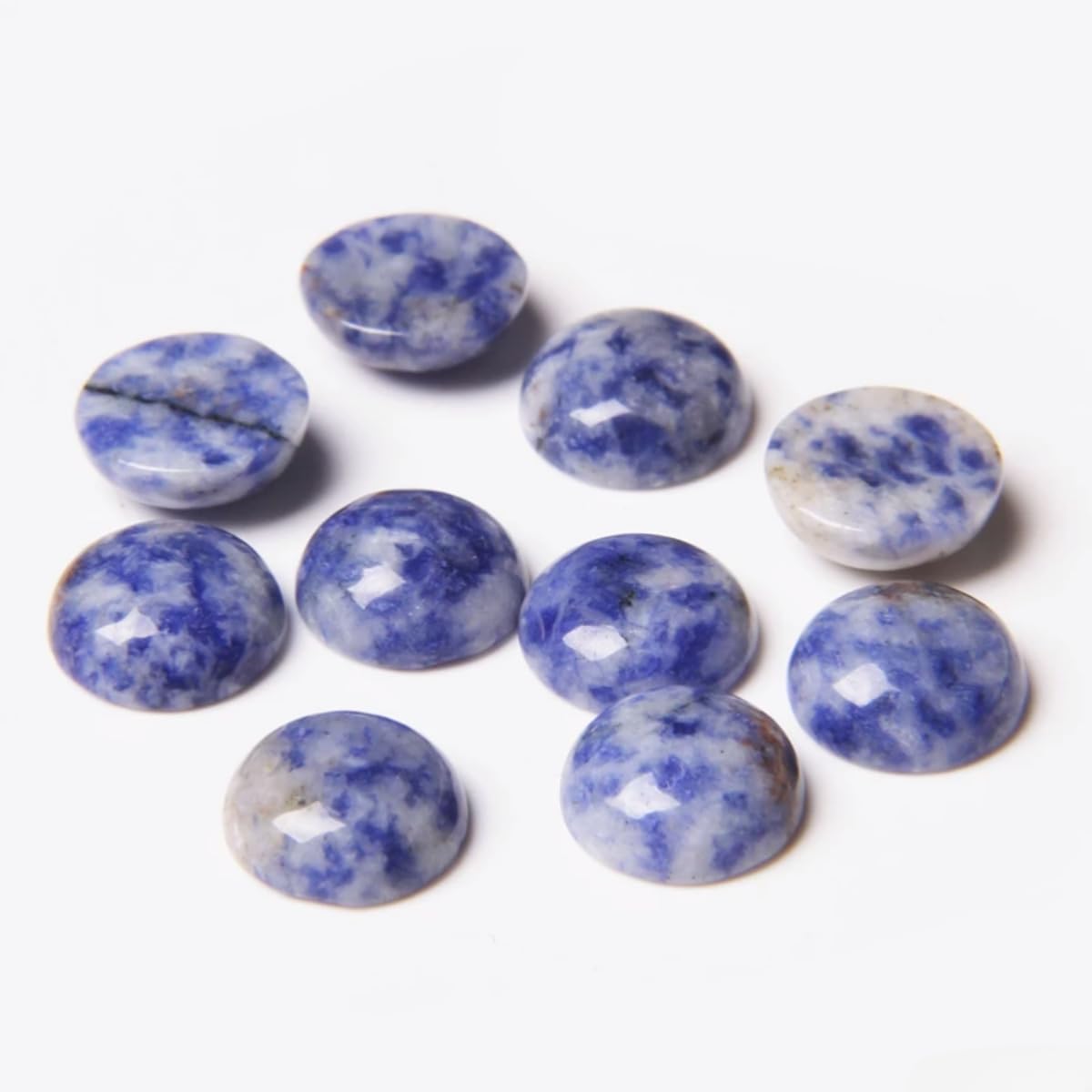 2TTFishoo 20pcs 4-12mm Blue Sodalite Semicircle Cabochons Beads for Jewelry Making