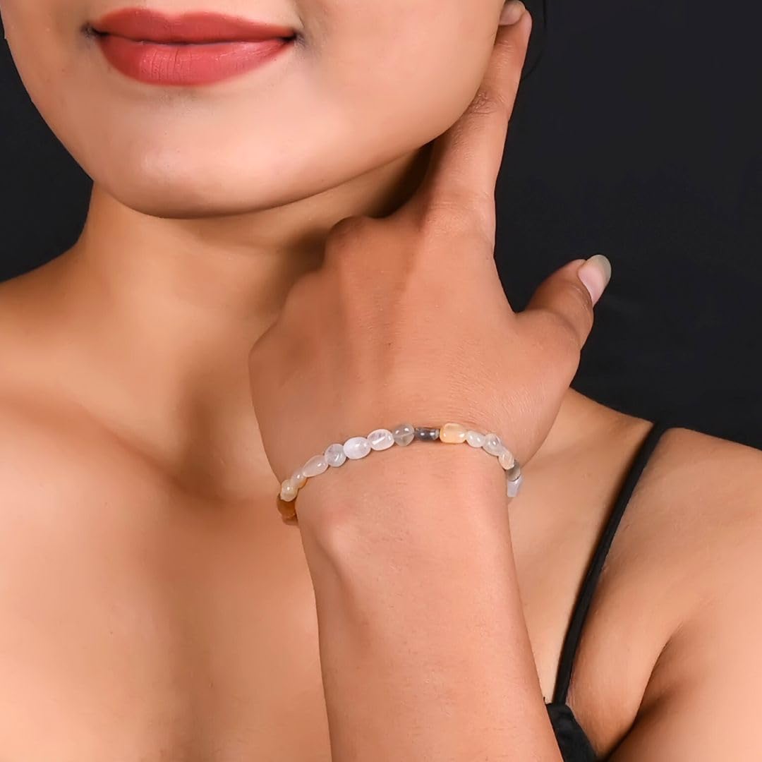 Gempires Lightweight Beaded Gemstone Bracelets Multi Moonstone Crystal Jewelry Hypoallergenic 8 Inch Gold Plated Dainty Minimalist Bracelets