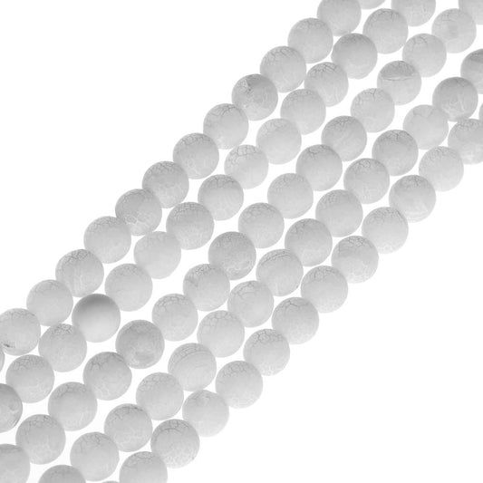 10mm Natural White Frosted Agate Gemstone Round Loose Beads Crystal Stone Bracelet Necklace Accessories Crafts for Jewelry Making DIY,1 Strand 15"
