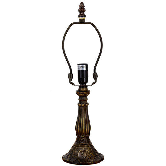 TCODTPOL Table Lamp Base Replacement Only, Wide 4 Height 15 Inch, Fit for 6, 8, 10 Inch Tiffany Style Stained Glass Lampshade, Dark Bronze Finish,Resin, Push Switch On Cord(B (W4H15 Inch))