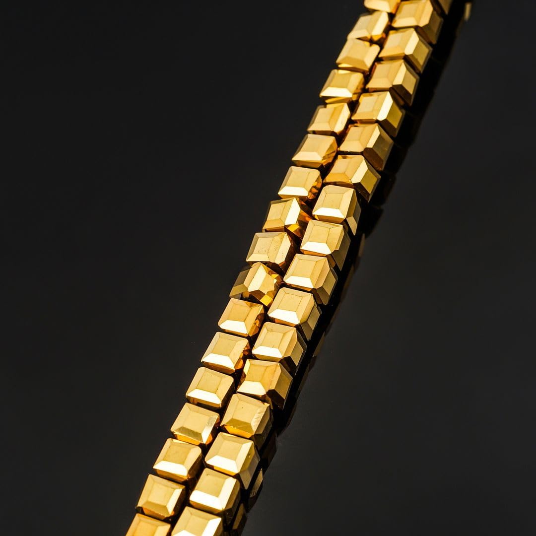 200pcs Czech Faceted Cube Crystal Glass Loose Beads Spacer Bulk 6mm (0.24 Inch) Gold Aurum for DIY Jewelry Craft Making CCC633