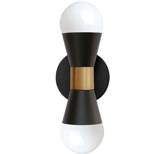 Dainolite Fortuna Wall Light, 2-Light, 120W, Matte Black/Aged Brass, Model FOR-72W-MB-AGB