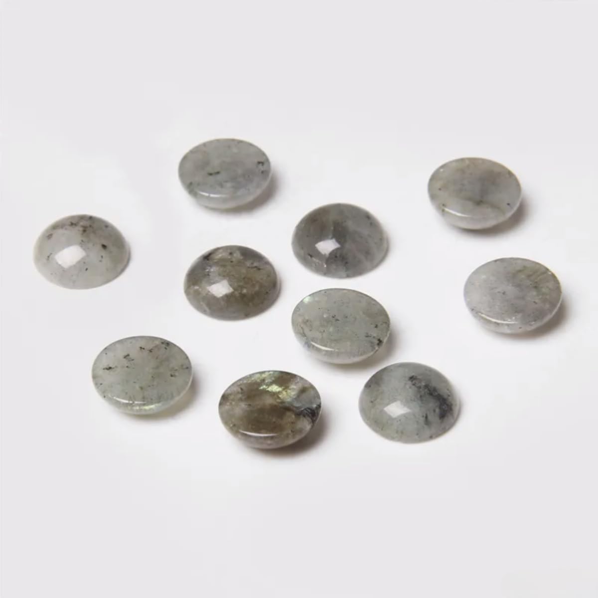 20pcs 6mm Natural Stone No Hole White Labradorite Semicircle Smooth Cabochons Beads Healing Chakra Crystal Stone Bead for Jewelry Making Rings Earrings Necklace Bracelet DIY Crafts