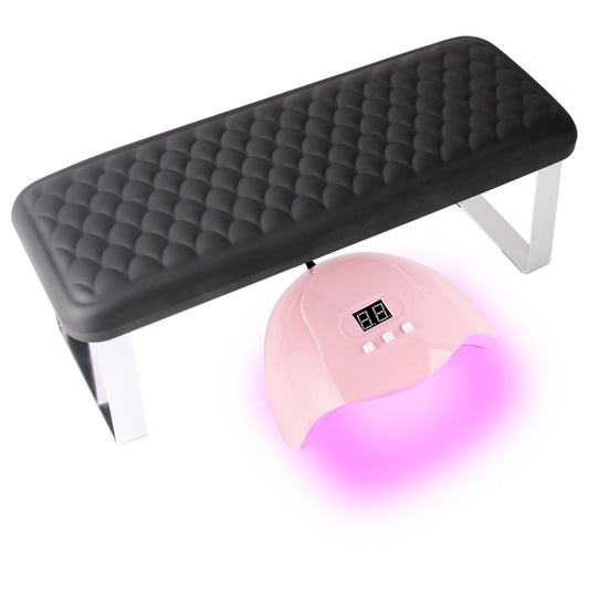 Arm Rest for Nails Tech, BORNBYME Update PU Leather Fish Pattern Hand Nail Foot Stand Rest for Manicure & Pedicure,Black