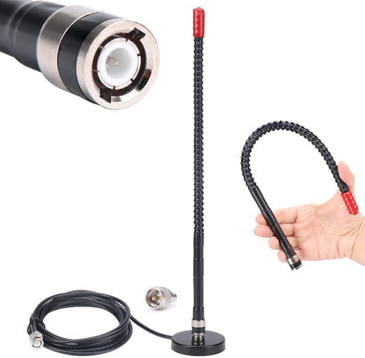 Arridioter 27MHz PL259 CB Radio Antenna Magnetic Mount Whip Soft CB Antenna Kit with BNC Male Adapter Compatible