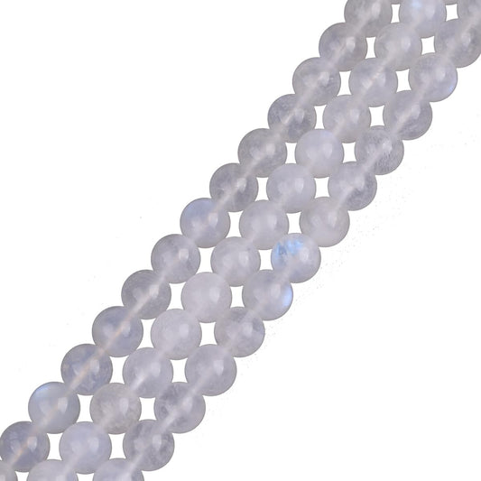 GEM-Inside Genuine 8mm Natural Blue Rainbow Moonstone AAA Grade Genuine Gemstone Beads for Jewelry Making 15"
