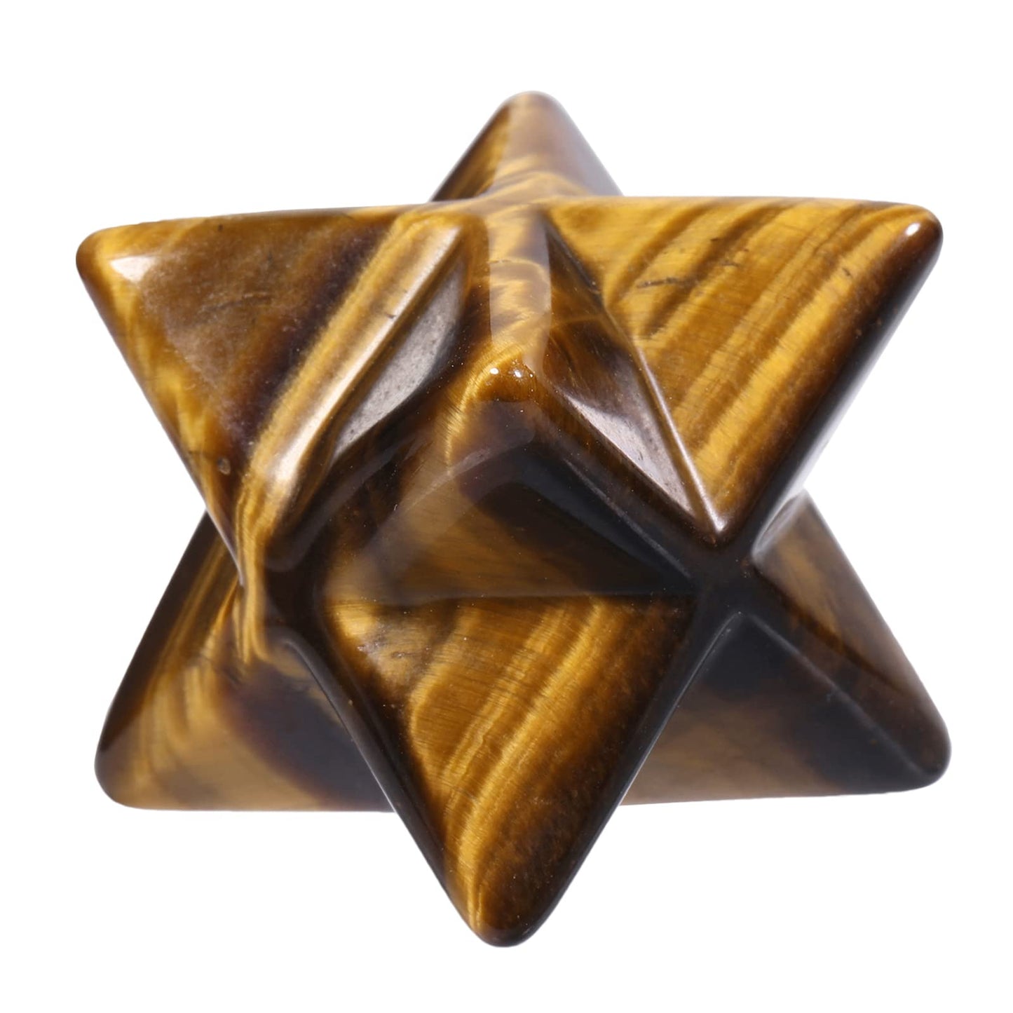 Loveliome Natural Tiger's Eye Merkaba Crystal Protection Sacred Meditation Energy Generator Healing Chakra Six-Pointed Star 1 Inch