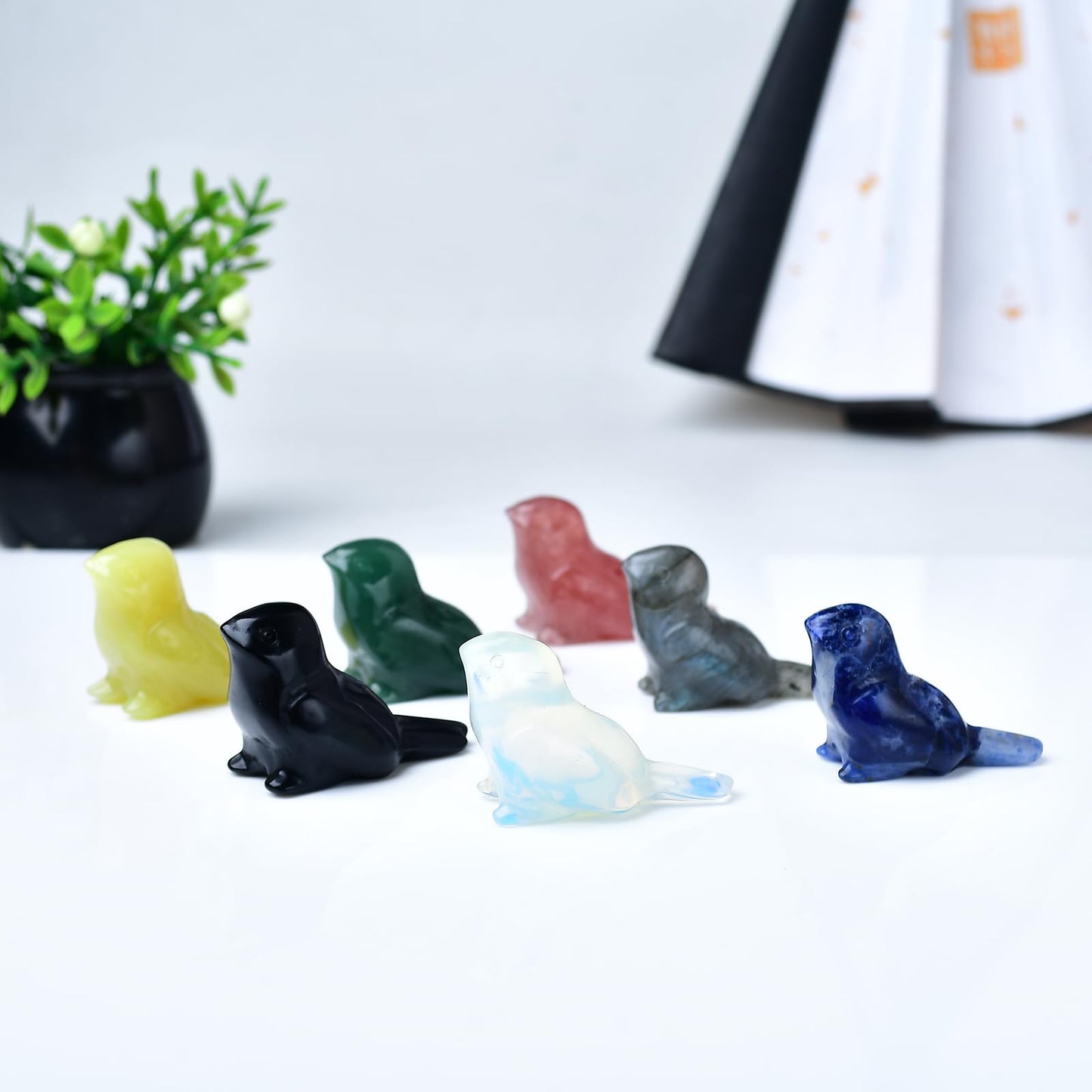 WUYOUSHI 2pcs Crystal Bird Figurines - Green Aventurine Sculptures Decorative Birds Crystal Animal Statues Home Decor Unique Bird Gifts