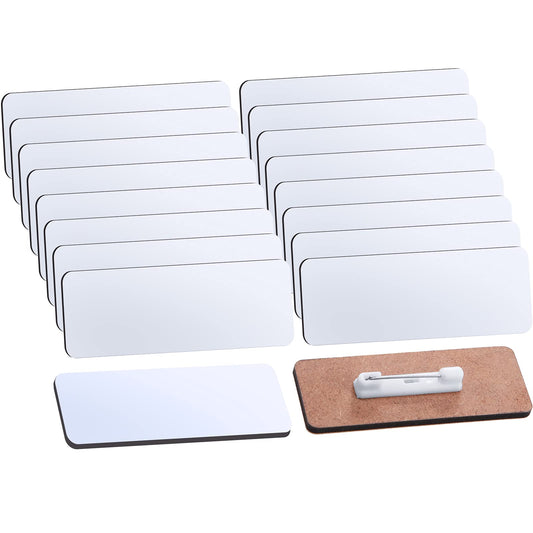 16 Pieces Sublimation Name Tag DIY Blank ID Name Badge with Round Corners Pin Custom Personalized Name Tag for School, Office (1.5 x 3 inch)