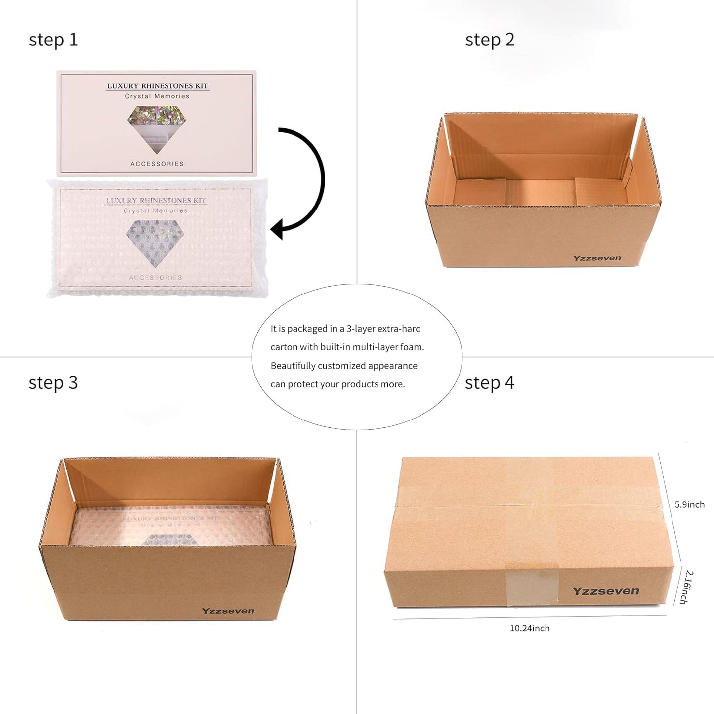 Yzzseven 14 Types of 700 Pink Diamonds + 1500 Flat Rhinestones Mix 20 Styles Flatback DIY Crafts Rhinestone Crystals 3D Ornament‌s Flat Back Stones Set + Tweezers + Drill Pen