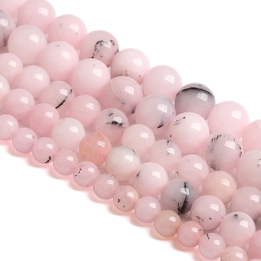 12MM 30PCS Natural Stone Pink Opal Jade Chalcedony Beads for Jewelry Making DIY Bracelet 1 Strand