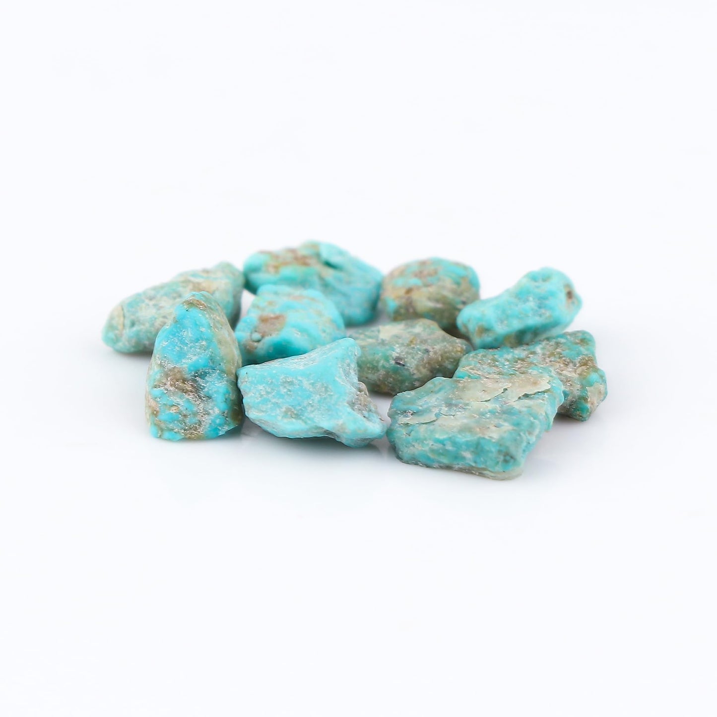 GEMKORA 10pcs, 30cts, Raw Turquoise Stone, Loose Gemstone Crystals, Wholesale Bulk Lot, Rough Crystals, Turquoise Rock, Jewelry Making Supply, DIY, Crafts, (8-10mm)