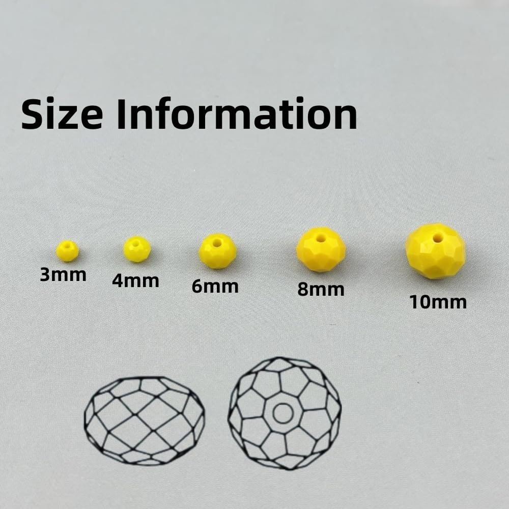 Pinhoollgo 60pcs 10mm Crystal Glass Beads Faceted Rondelle Glass Spacer Beads for Bracelets Necklace Pendants Earrings Key Chains Jewelry Making(Lemon Yellow Porcelain)