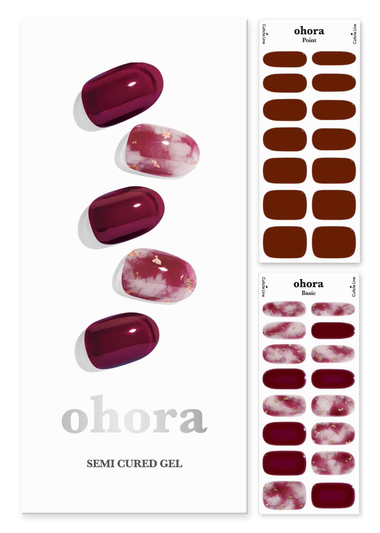 ohora Semi Cured Gel Nail Set of 2 (N Mulberry & N Royal Navy) - Professional Salon-Quality Nail Care - Easy to Use, Comfortable Curing, and Easy to Remove