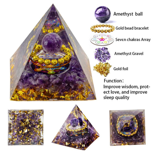 2inches Pyramid Decor Natural Crystal Energy Generator Pyramid Chakra Energy Crystal Pyramid Yoga Meditation Tool for Home Decoration Fengshui Ornaments Gift(2 inches-7 PCS)