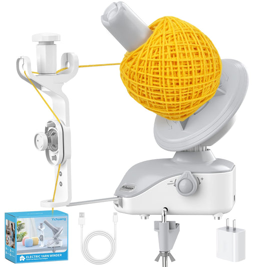 Electric Yarn Ball Winder - Automatic Wool Yarn Spinner with Stepless Speed & Strong Tension, Compact Wool Winder for Knitting Crocheting, Yarn Cake Maker (White)